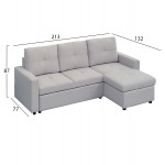 ΓΩΝΙΑΚΟΣ ΚΑΝΑΠΕΣ-ΚΡΕΒΑΤΙ ΑΝΑΣΤΡΕΨΙΜΟΣ SALINO HM3285.01 ΓΚΡΙ ΥΦΑΣΜΑ 213x132x87Yεκ