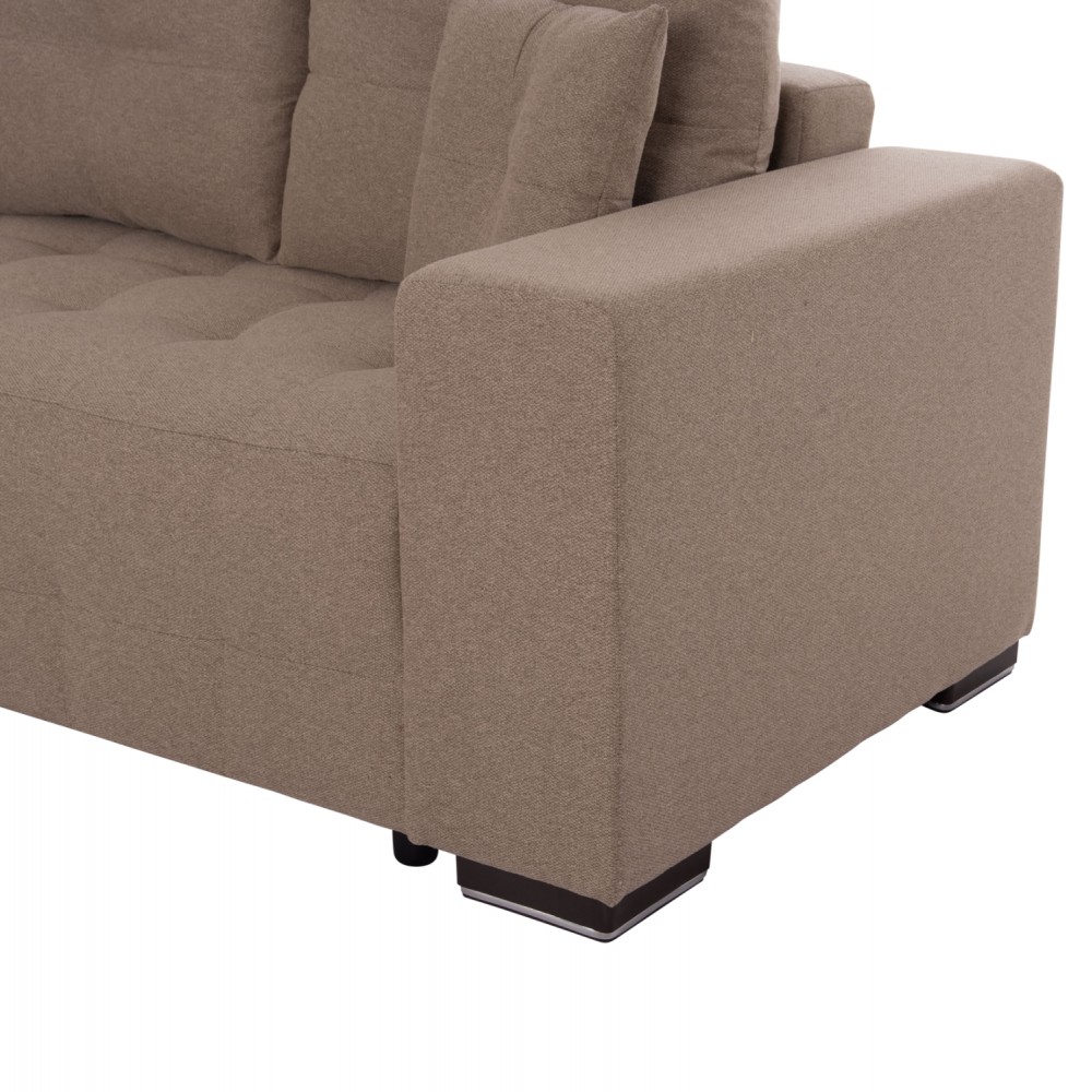 ΓΩΝΙΑΚΟΣ ΚΑΝΑΠΕΣ-ΚΡΕΒΑΤΙ ΜΕ ΑΠΟΘ.ΧΩΡΟ TRENDSTON HM3302.03L ΜΠΕΖ ΥΦΑΣΜΑ 298x177x95Υεκ