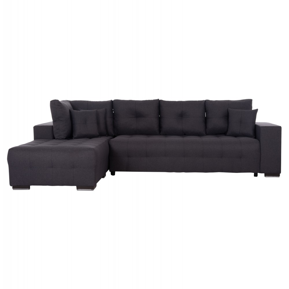 ΓΩΝΙΑΚΟΣ ΚΑΝΑΠΕΣ-ΚΡΕΒΑΤΙ ΜΕ ΑΠΟΘ.ΧΩΡΟ TRENDSTON HM3302.01L ΓΚΡΙ ΥΦΑΣΜΑ 298x177x95Υεκ
