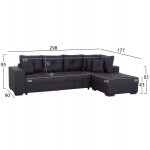 ΓΩΝΙΑΚΟΣ ΚΑΝΑΠΕΣ-ΚΡΕΒΑΤΙ ΜΕ ΑΠΟΘ.ΧΩΡΟ TRENDSTON HM3302.01R ΓΚΡΙ ΥΦΑΣΜΑ 298x177x95Υεκ