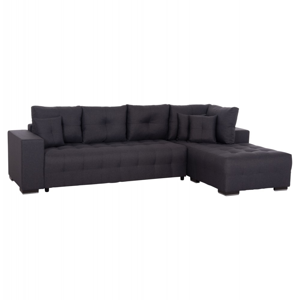 ΓΩΝΙΑΚΟΣ ΚΑΝΑΠΕΣ-ΚΡΕΒΑΤΙ ΜΕ ΑΠΟΘ.ΧΩΡΟ TRENDSTON HM3302.01R ΓΚΡΙ ΥΦΑΣΜΑ 298x177x95Υεκ