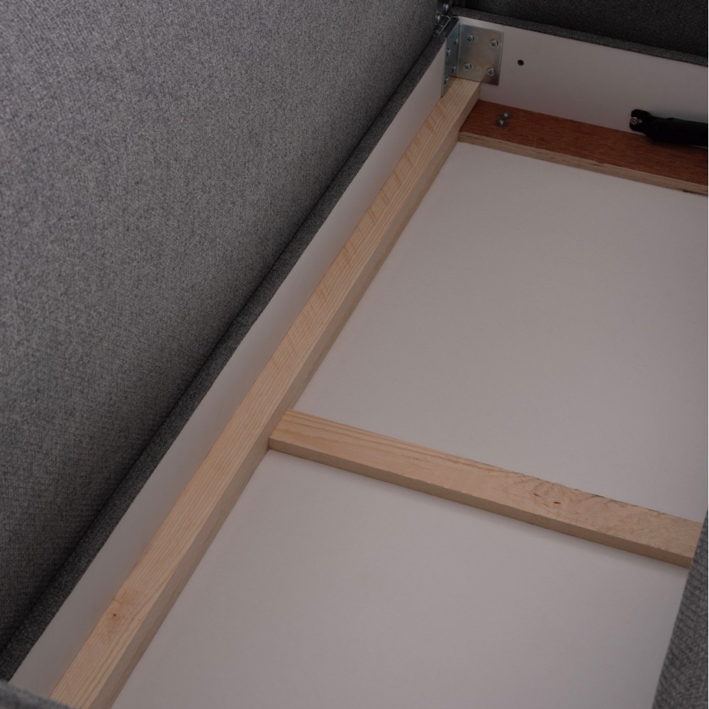 ΓΩΝΙΑΚΟΣ ΚΑΝΑΠΕΣ-ΚΡΕΒΑΤΙ ΜΕ ΑΠΟΘ.ΧΩΡΟ SAFFIRA HM3303.01R ΓΚΡΙ ΥΦΑΣΜΑ 270x195x100Υεκ.