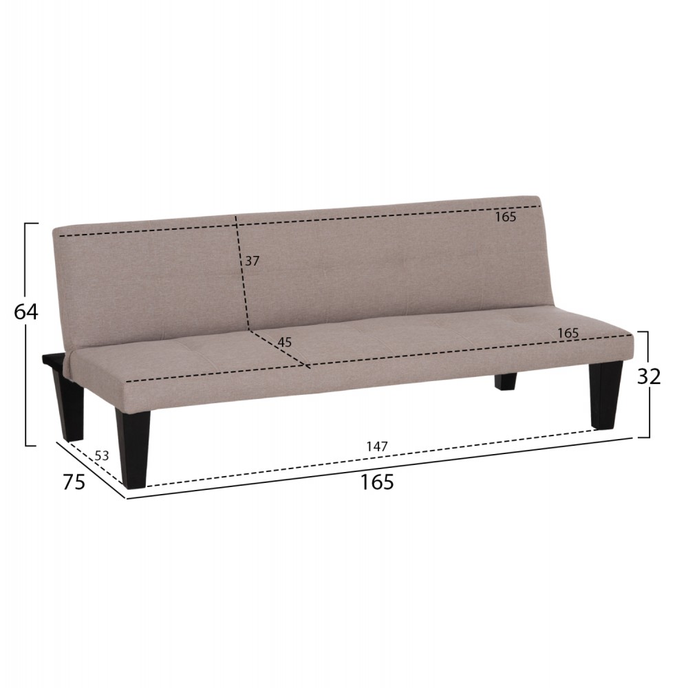 ΚΑΝΑΠΕΣ ΚΡΕΒΑΤΙ 3-ΘΕΣΙΟΣ KORO HM3304.04 ΜΠΕΖ PU ΔΕΡΜΑ 165x75x64Υεκ