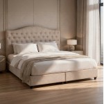 ΚΡΕΒΑΤΙ ΔΙΠΛΟ MALENA HM638.32 ΜΠΕΖ ΥΦΑΣΜΑ- ΓΙΑ ΣΤΡΩΜΑ 150x200εκ.