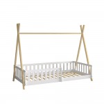 ΚΡΕΒΑΤΙ ΠΑΙΔΙΚΟ ΜΕ ΚΑΓΚΕΛΑ MUNK HM739.03 τ.MONTESSORI ΠΕΥΚΟ ΦΥΣΙΚΟ-ΛΕΥΚΟ--190x90εκ