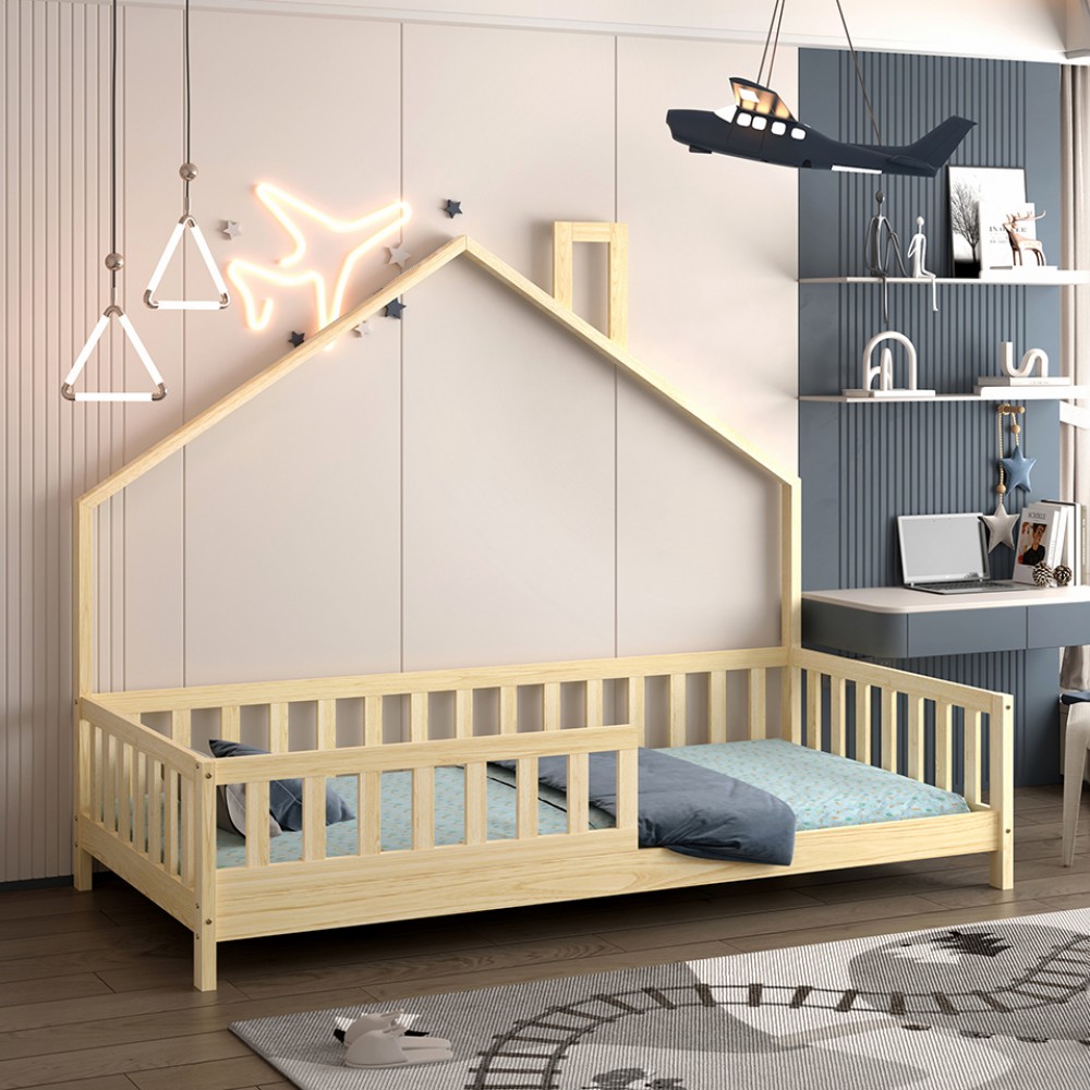 ΚΡΕΒΑΤΙ ΠΑΙΔΙΚΟ HOUSER HM740.01 τ.MONTESSORI ΞΥΛΟ ΠΕΥΚΟ ΦΥΣΙΚΟ--ΓΙΑ 190x90εκ