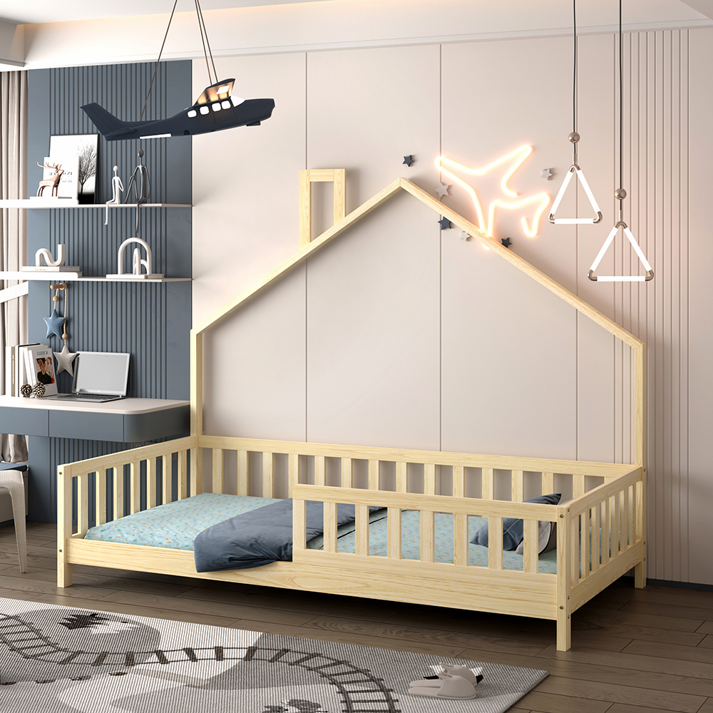 ΚΡΕΒΑΤΙ ΠΑΙΔΙΚΟ HOUSER HM740.01 τ.MONTESSORI ΞΥΛΟ ΠΕΥΚΟ ΦΥΣΙΚΟ--ΓΙΑ 190x90εκ