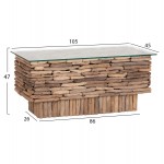 ΤΡΑΠΕΖΙ ΣΑΛΟΝΙΟΥ ΟΡΘΟΓΩΝΙΟ SPARROW HM18366 DRIFTWOOD--ΓΥΑΛΙ 105x45x47Υεκ.