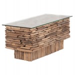 ΤΡΑΠΕΖΙ ΣΑΛΟΝΙΟΥ ΟΡΘΟΓΩΝΙΟ SPARROW HM18366 DRIFTWOOD--ΓΥΑΛΙ 105x45x47Υεκ.