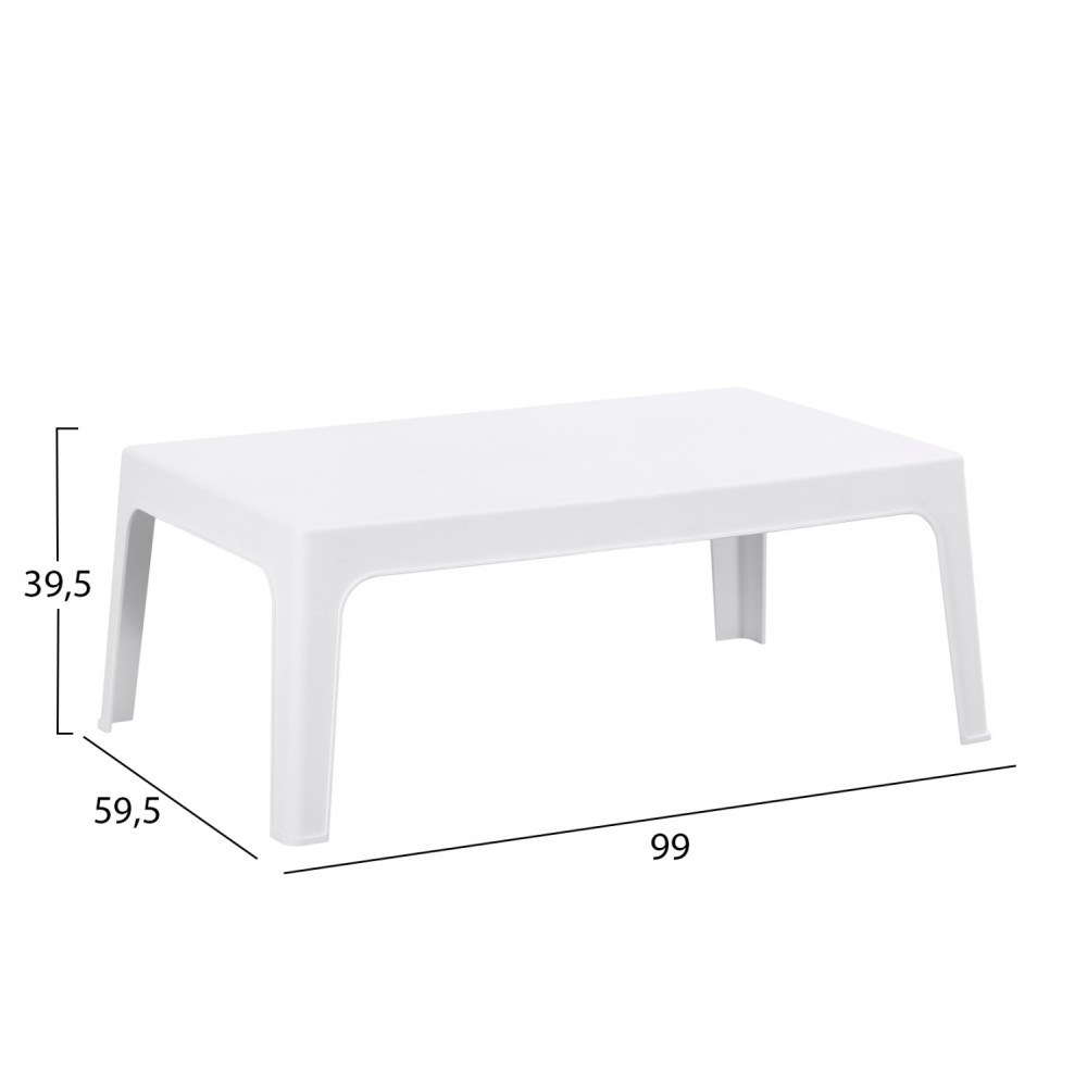 ΤΡΑΠΕΖΑΚΙ ΟΡΘΟΓΩΝΙΟ SLEEK HM6367.01 ΠΟΛΥΠΡΟΠΥΛΕΝΙΟ ΣΕ ΛΕΥΚΟ 99x59.5x39.5Υεκ.