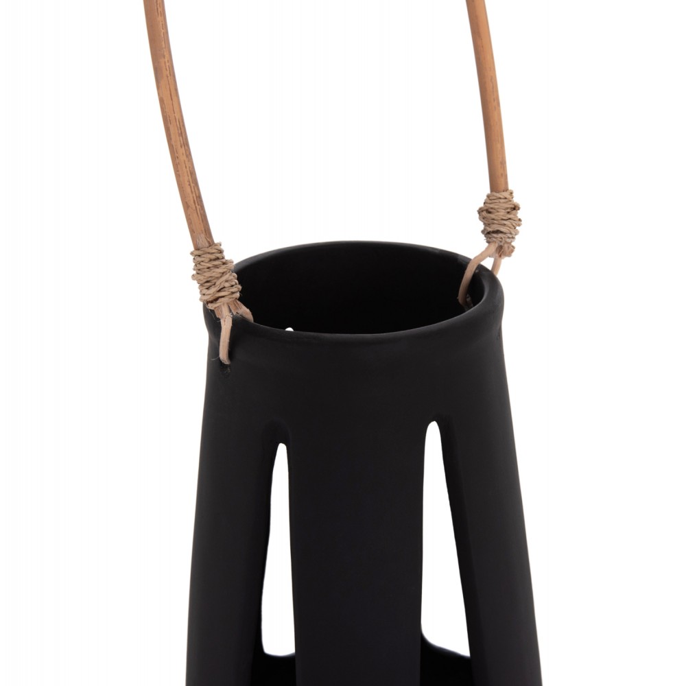 ΕΠΙΤΡΑΠΕΖΙΟ ΦΑΝΑΡΙ ERANTYL HM4696.01L ΜΑΥΡΟ FIBER CEMENT & ΧΕΡΟΥΛΙ RATTAN Φ17x27Yεκ.