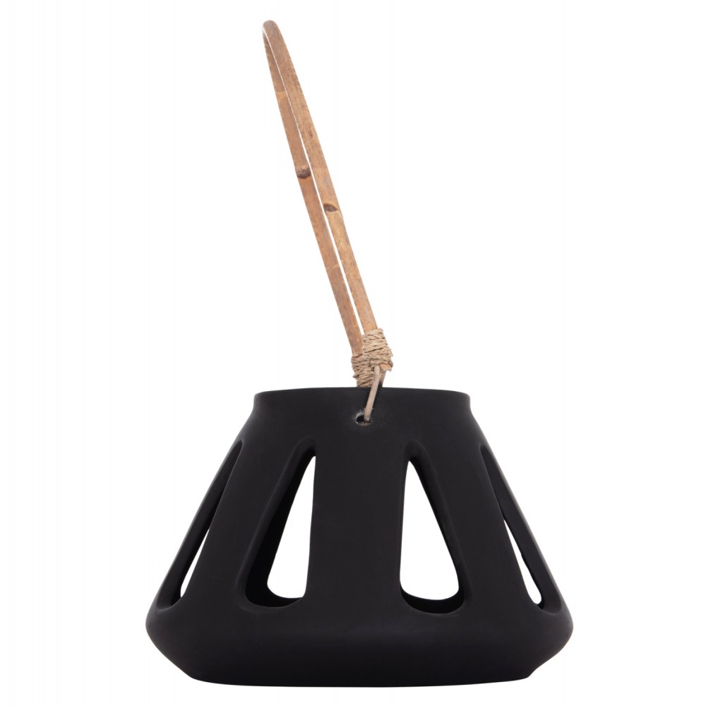 ΕΠΙΤΡΑΠΕΖΙΟ ΦΑΝΑΡΙ ERANTYL HM4696.01S ΜΑΥΡΟ FIBER CEMENT & ΧΕΡΟΥΛΙ RATTAN Φ25x17Yεκ.