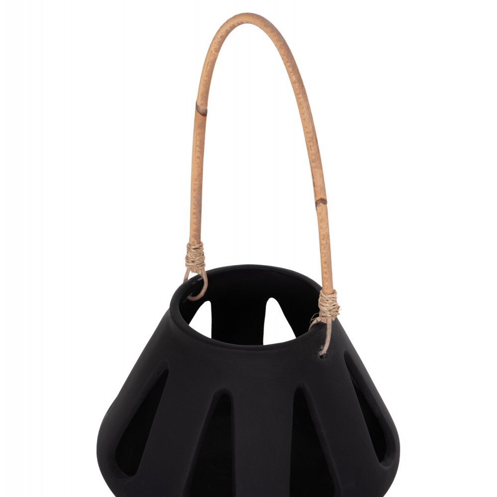 ΕΠΙΤΡΑΠΕΖΙΟ ΦΑΝΑΡΙ ERANTYL HM4696.01S ΜΑΥΡΟ FIBER CEMENT & ΧΕΡΟΥΛΙ RATTAN Φ25x17Yεκ.