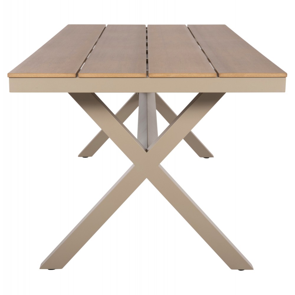 ΤΡΑΠΕΖΙ ΑΛΟΥΜΙΝΙΟΥ ΟΡΘΟΓΩΝΙΟ TAWNEE HM6039.04 ΣΑΜΠΑΝΙ-POLYWOOD ΦΥΣΙΚΟ 219,5x89,5x73Υ