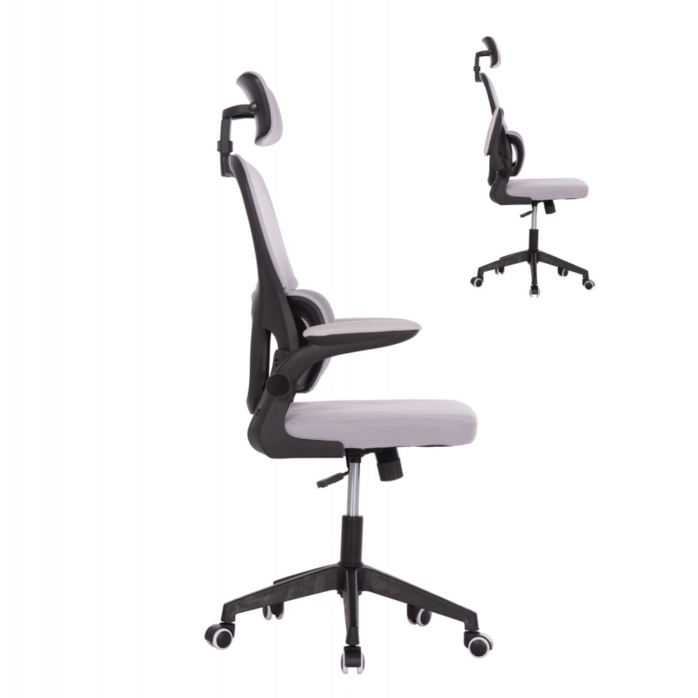 ΚΑΡΕΚΛΑ ΓΡΑΦΕΙΟΥ BASTON HM18236.02 ΓΚΡΙ MESH & ΜΑΥΡΟ PP ΣΚΕΛΕΤΟΣ 64x60x127Υεκ.