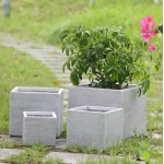 ΣΕΤ 4ΤΜΧ ΓΛΑΣΤΡΕΣ ΤΕΤΡΑΓΩΝΕΣ GARDENER HM4730 FIBERCLAY ΓΚΡΙ CEMENT 37x37x32Υεκ.