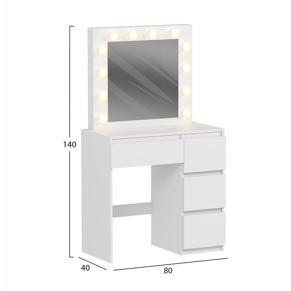ΤΟΥΑΛΕΤΑ ΜΕ ΦΩΤΙΣΜΟ LED & ΣΥΡΤΑΡΙΑ KEITLIN HM2499.03 ΜΕΛΑΜΙΝΗ ΣΕ ΛΕΥΚΟ 80x40x140Υεκ.