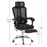 ΚΑΡΕΚΛΑ ΓΡΑΦΕΙΟΥ BARNET HM18258.01 ΜΑΥΡΟ MESH-ΜΑΥΡΟΣ ΣΚΕΛΕΤΟΣ NYLON 61x62x123Υ