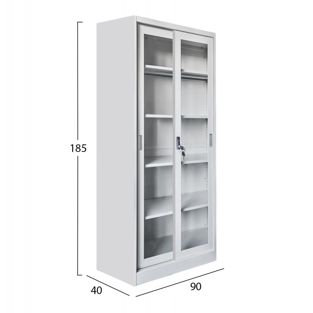 ΒΙΒΛΙΟΘΗΚΗ ΜΕ ΣΥΡΟΜΕΝΕΣ ΠΟΡΤΕΣ SIDER HM6632.02 ΜΕΤΑΛΛΙΚΗ ΛΕΥΚΗ 90x40x185Υεκ