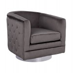 ΠΟΛΥΘΡΟΝΑ OPHELIA ΑΠΟ ΒΕΛΟΥΔΟ HM8494.01 ΣΕ ΓΚΡΙ ΑΠΟΧΡΩΣΗ ΜΕ ΑΣΗΜΙ ΒΑΣΗ 80x80x76 εκ.