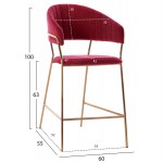 ΣΚΑΜΠΟ ΜΕΣ.ΥΨΟΥΣ THEODORE HM8734.06 ΒΕΛΟΥΔΟ ΚΟΚΚΙΝΟ--ΕΠΙΧΡΥΣΟΣ ΣΚΕΛΕΤΟΣ 60x55x100Yεκ