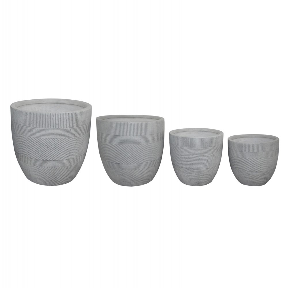 ΣΕΤ 4ΤΜΧ ΓΛΑΣΤΡΕΣ ΣΤΡΟΓΓΥΛΕΣ ΣΕΙΡΑ GARDENER HM4719 FIBERCLAY-ΧΡΩΜΑ CEMENT Φ44x43Υεκ