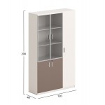 ΒΙΒΛΙΟΘΗΚΗ/ΝΤΟΥΛΑΠΙ NEWLINE HM18280 ΜΕΛΑΜΙΝΗ ΛΕΥΚΗ-ΑΝΟΙΧΤΟ ΚΑΦΕ--ΓΥΑΛΙ 120x40x200Υεκ