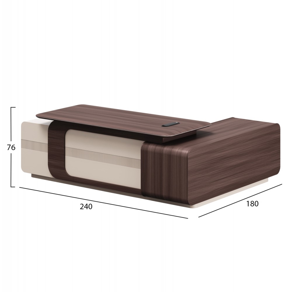 ΓΡΑΦΕΙΟ ΑΡΙΣΤΕΡΗ ΓΩΝΙΑ ΣΕΙΡΑ PRESIDENT HM2146L ΜΕΛΑΜΙΝΗ ΣΕ ΚΑΡΥΔΙ-ΜΠΕΖ 240x180x76Υεκ