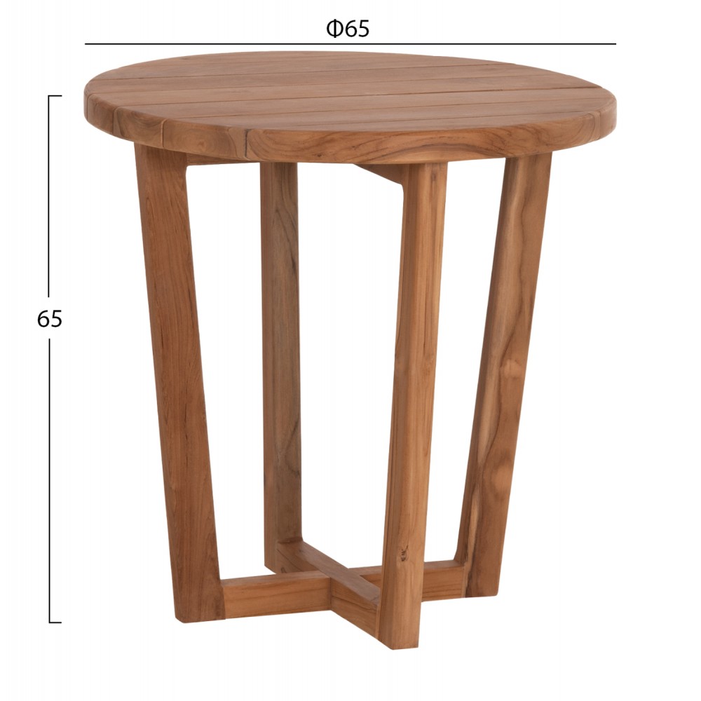 ΤΡΑΠΕΖΙ ΜΕΣΗΣ ΣΤΡΟΓΓΥΛΟ KOLIN HM6650 ΞΥΛΟ TEAK ΦΥΣΙΚΟ Φ65x65Υεκ.