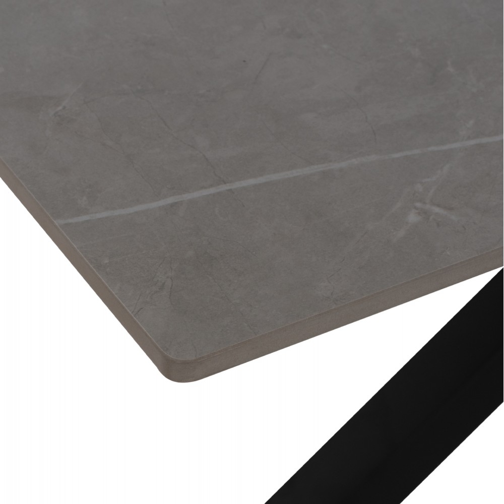 ΤΡΑΠΕΖΙ ΤΡΑΠΕΖΑΡΙΑΣ ΑΠΟ SINTERED STONE ΓΚΡΙ ΜΕΤΑΛΛΙΚΑ ΠΟΔΙΑ 160x90x75Υεκ.HM9308.03