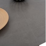 ΤΡΑΠΕΖΙ ΤΡΑΠΕΖΑΡΙΑΣ ΑΠΟ SINTERED STONE ΓΚΡΙ ΜΕΤΑΛΛΙΚΑ ΠΟΔΙΑ 160x90x75Υεκ.HM9308.03