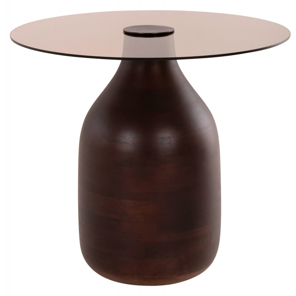 ΒΟΗΘΗΤΙΚΑ ΤΡΑΠΕΖΑΚΙΑ 2ΤΜΧ CHANG HM9668 ΞΥΛΟ MANGO-ΓΥΑΛΙ TOP Φ55x49,5Υ & Φ40x36,5Υεκ.