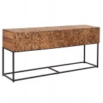 ΚΟΝΣΟΛΑ ΜΕ ΣΥΡΤΑΡΙΑ JORDI HM9801 ΞΥΛΟ TEAK ΦΥΣΙΚΟ-ΜΑΥΡΗ ΜΕΤΑΛΛΙΚΗ ΒΑΣΗ 180x43x79Υεκ.