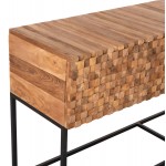 ΚΟΝΣΟΛΑ ΜΕ ΣΥΡΤΑΡΙΑ JORDI HM9801 ΞΥΛΟ TEAK ΦΥΣΙΚΟ-ΜΑΥΡΗ ΜΕΤΑΛΛΙΚΗ ΒΑΣΗ 180x43x79Υεκ.