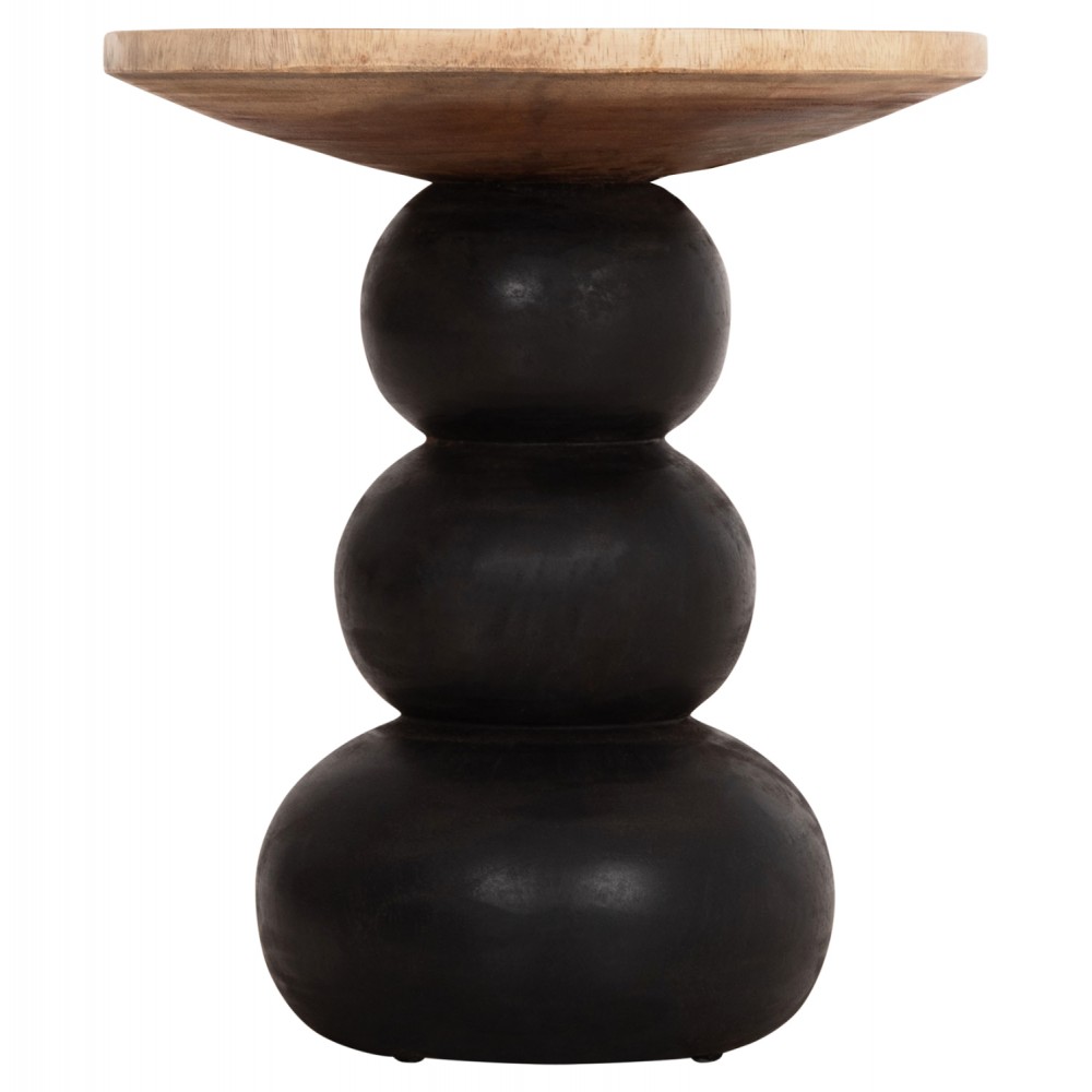 ΒΟΗΘΗΤΙΚΟ ΤΡΑΠΕΖΑΚΙ ΣΤΡΟΓΓΥΛΟ JACKY HM9890 SUAR ΞΥΛΟ ΦΥΣΙΚΟ & ΜΑΥΡΟ Φ40x45,5Υεκ.