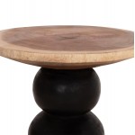 ΒΟΗΘΗΤΙΚΟ ΤΡΑΠΕΖΑΚΙ ΣΤΡΟΓΓΥΛΟ JACKY HM9890 SUAR ΞΥΛΟ ΦΥΣΙΚΟ & ΜΑΥΡΟ Φ40x45,5Υεκ.