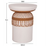 ΒΟΗΘΗΤΙΚΟ ΤΡΑΠΕΖΙ PRILEP HM18159.02 FIBER CEMENT ΛΕΥΚΟ & RATTAN--Φ60x76,5Υεκ