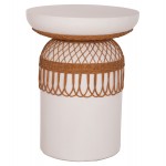 ΒΟΗΘΗΤΙΚΟ ΤΡΑΠΕΖΙ PRILEP HM18159.02 FIBER CEMENT ΛΕΥΚΟ & RATTAN--Φ60x76,5Υεκ