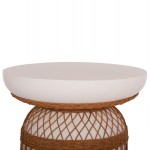 ΒΟΗΘΗΤΙΚΟ ΤΡΑΠΕΖΙ PRILEP HM18159.02 FIBER CEMENT ΛΕΥΚΟ & RATTAN--Φ60x76,5Υεκ