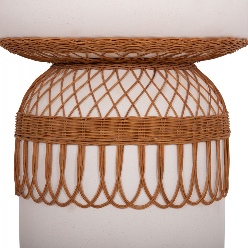 ΒΟΗΘΗΤΙΚΟ ΤΡΑΠΕΖΙ PRILEP HM18159.02 FIBER CEMENT ΛΕΥΚΟ & RATTAN--Φ60x76,5Υεκ