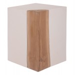 ΒΟΗΘΗΤΙΚΟ ΤΡΑΠΕΖΙ LEIA HM18163.02 FIBER CEMENT ΛΕΥΚΟ-ΞΥΛΟ TEAK 32.5x32.5x46Υεκ.