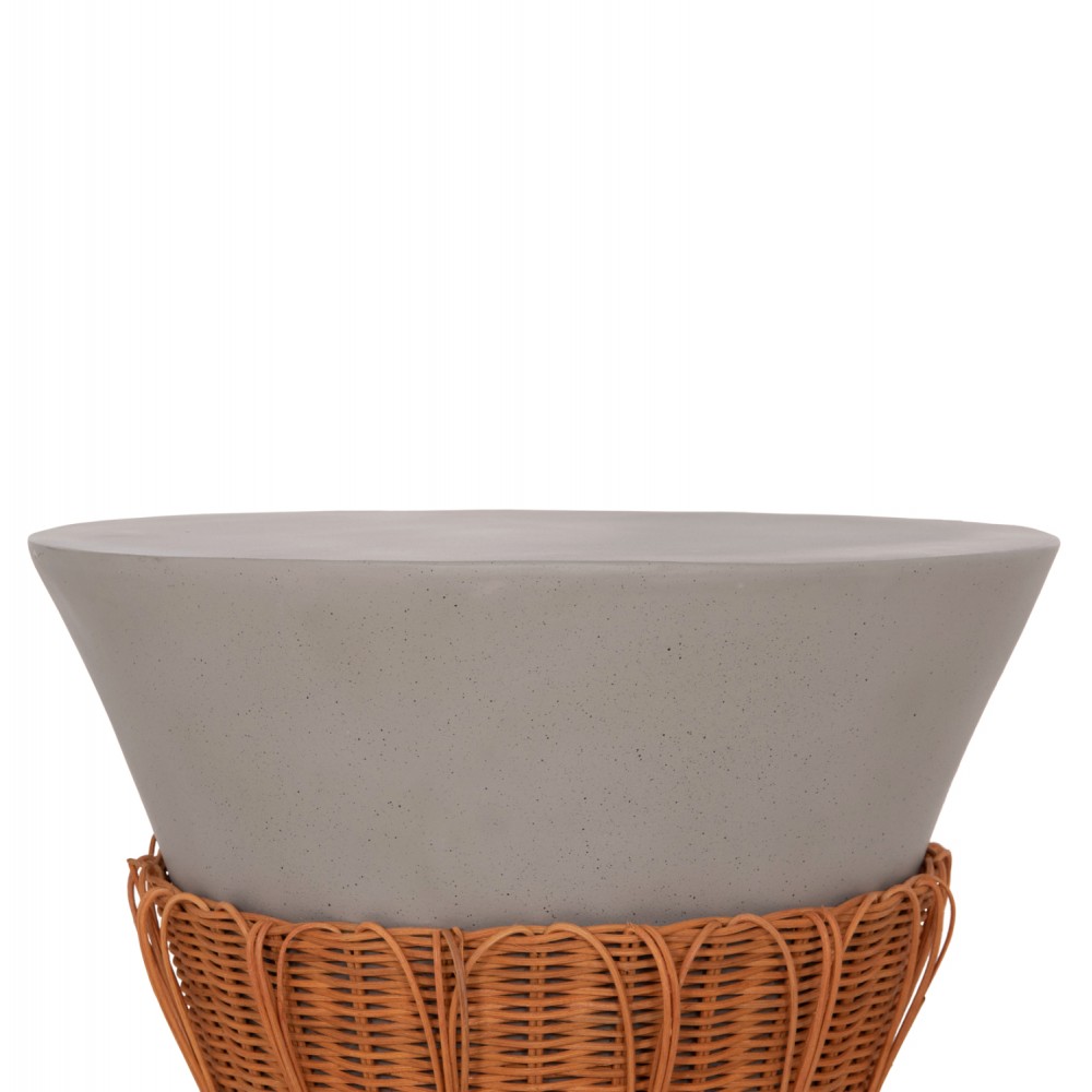 ΤΡΑΠΕΖΙ ΣΑΛΟΝΙΟΥ PERRAL HM18164.03L FIBER CEMENT ΓΚΡΙ-ΦΥΣΙΚΟ RATTAN--Φ55x45Υεκ