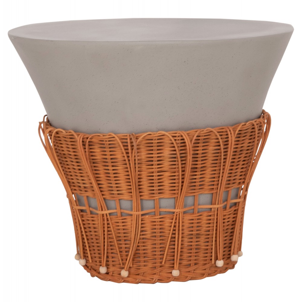 ΤΡΑΠΕΖΙ ΣΑΛΟΝΙΟΥ PERRAL HM18164.03L FIBER CEMENT ΓΚΡΙ-ΦΥΣΙΚΟ RATTAN--Φ55x45Υεκ