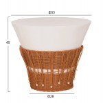 ΤΡΑΠΕΖΙ ΣΑΛΟΝΙΟΥ PERRAL HM18164.02L FIBER CEMENT ΛΕΥΚΟ-ΦΥΣΙΚΟ RATTAN--Φ55x45Υεκ