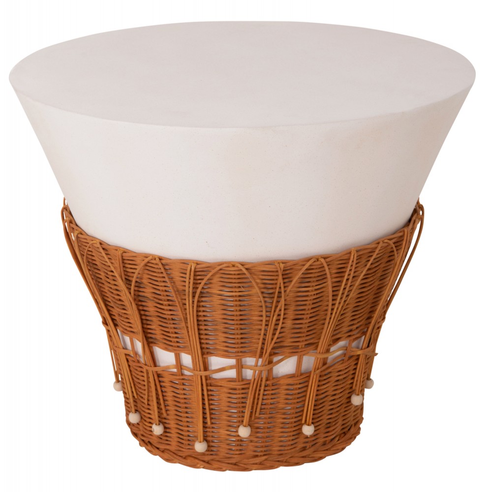 ΤΡΑΠΕΖΙ ΣΑΛΟΝΙΟΥ PERRAL HM18164.02L FIBER CEMENT ΛΕΥΚΟ-ΦΥΣΙΚΟ RATTAN--Φ55x45Υεκ