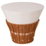 ΤΡΑΠΕΖΙ ΣΑΛΟΝΙΟΥ PERRAL HM18164.02L FIBER CEMENT ΛΕΥΚΟ-ΦΥΣΙΚΟ RATTAN--Φ55x45Υεκ