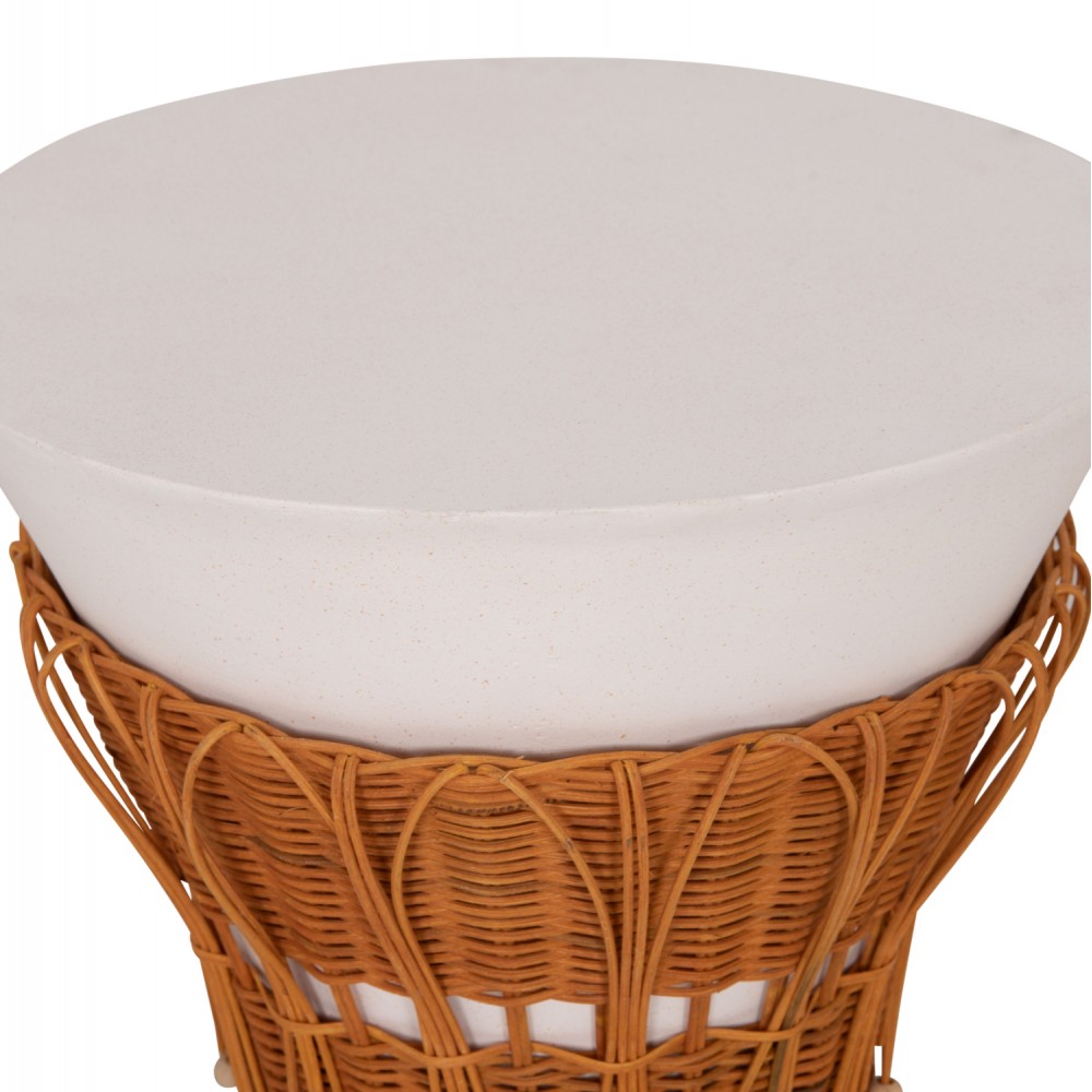 ΤΡΑΠΕΖΙ ΒΟΗΘΗΤΙΚΟ PERRAL HM18164.02S FIBER CEMENT ΛΕΥΚΟ-ΦΥΣΙΚΟ RATTAN--Φ42x36Υεκ