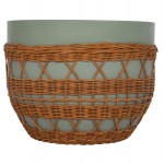 ΤΡΑΠΕΖΙ ΣΑΛΟΝΙΟΥ VILHENA HM18165 FIBER CEMENT ΠΡΑΣΙΝΟ-RATTAN ΦΥΣΙΚΟ Φ56x47Υεκ.