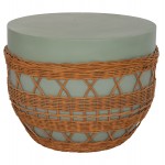 ΤΡΑΠΕΖΙ ΣΑΛΟΝΙΟΥ VILHENA HM18165 FIBER CEMENT ΠΡΑΣΙΝΟ-RATTAN ΦΥΣΙΚΟ Φ56x47Υεκ.