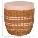 ΒΟΗΘΗΤΙΚΟ ΤΡΑΠΕΖΙ VILHENA HM18166 FIBER CEMENT ΡΟΖ-RATTAN ΦΥΣΙΚΟ Φ44.5x45Υεκ.